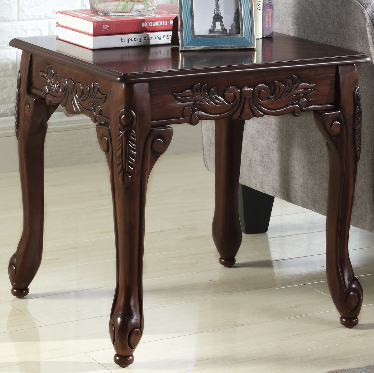 Wood End Table Dark Cherry D3806