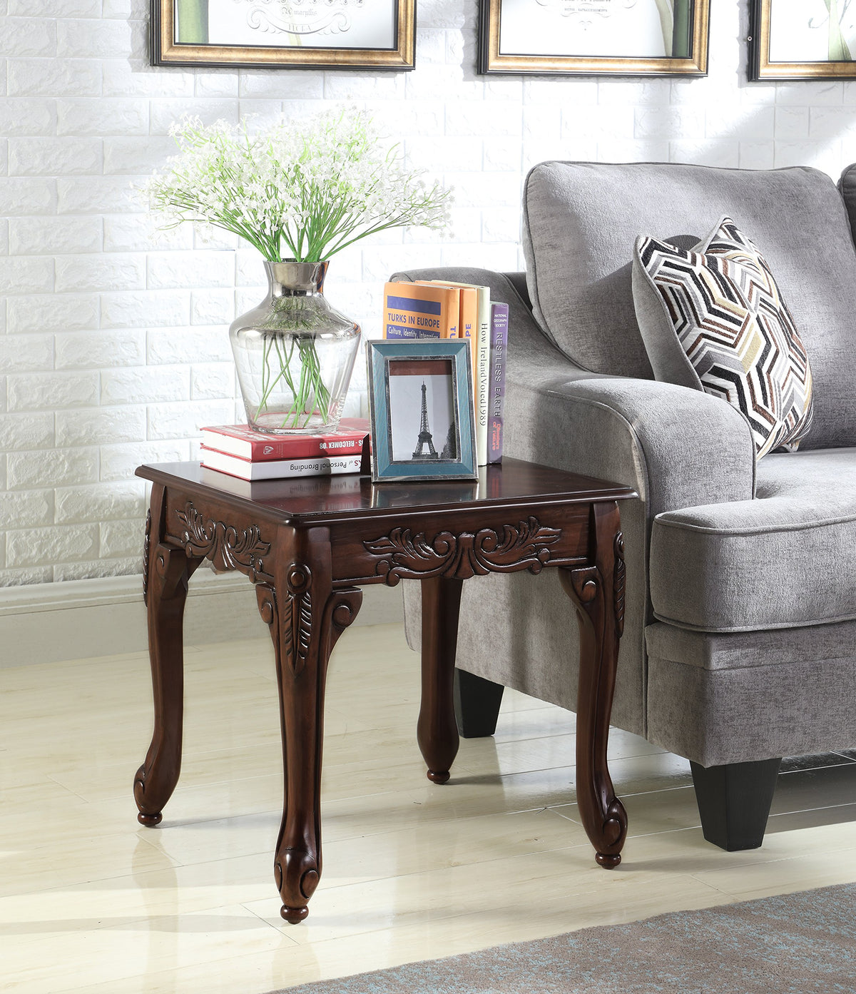 Wood End Table Dark Cherry D3806